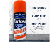 Barbasol application foam demonstrating easy distribution for quick shaving