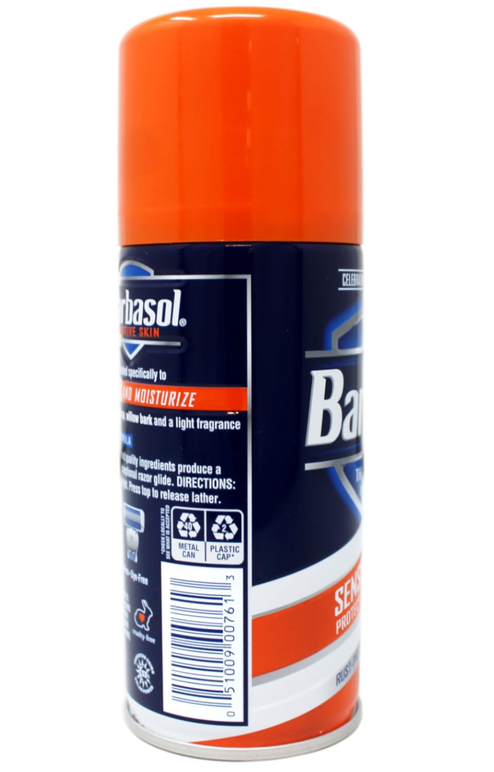 Barbasol shave cream in bathroom counter setup suggests daily routine