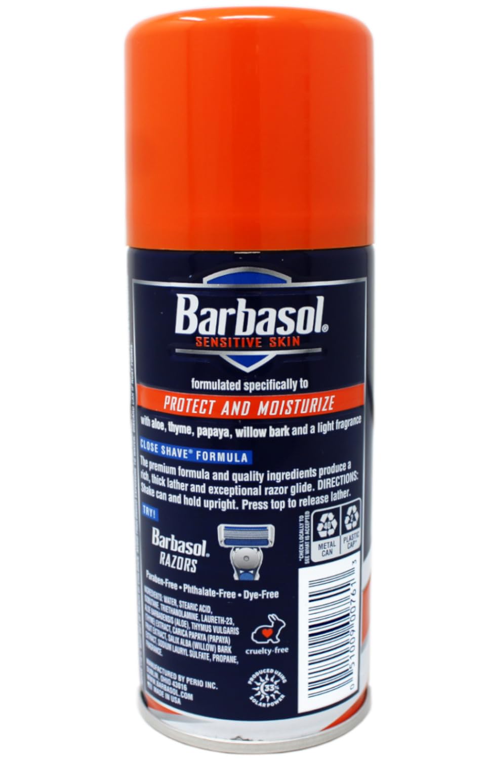 Barbasol packaging front shot emphasizing convenience and readiness