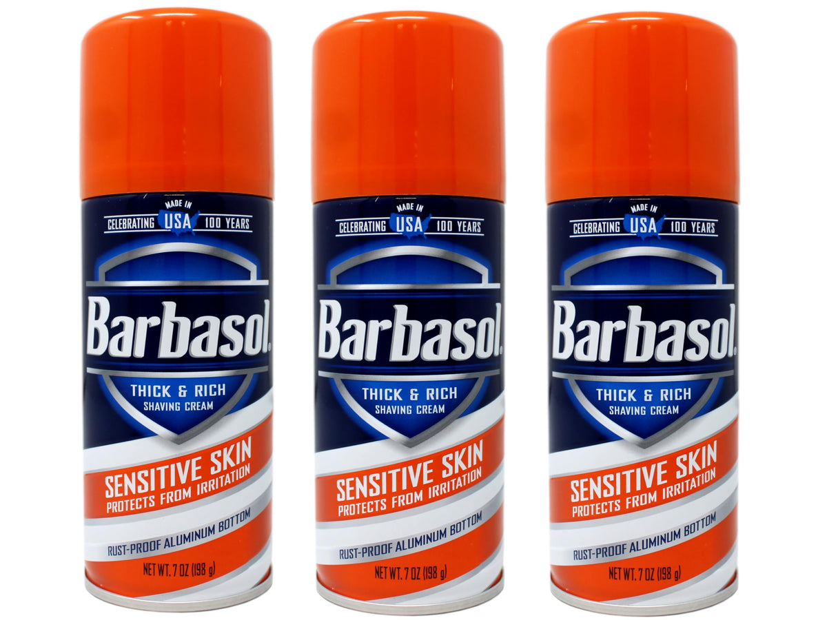 Barbasol shave cream sensitive foam closeup for gentle shaving and irritation reduction