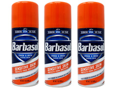 Barbasol shave cream sensitive foam closeup for gentle shaving and irritation reduction