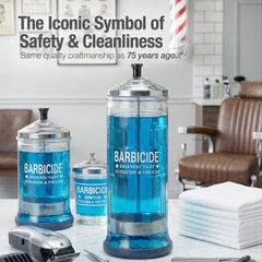 BARBICIDE disinfecting jar stainless cap strainer basket enables simple daily tool cleaning