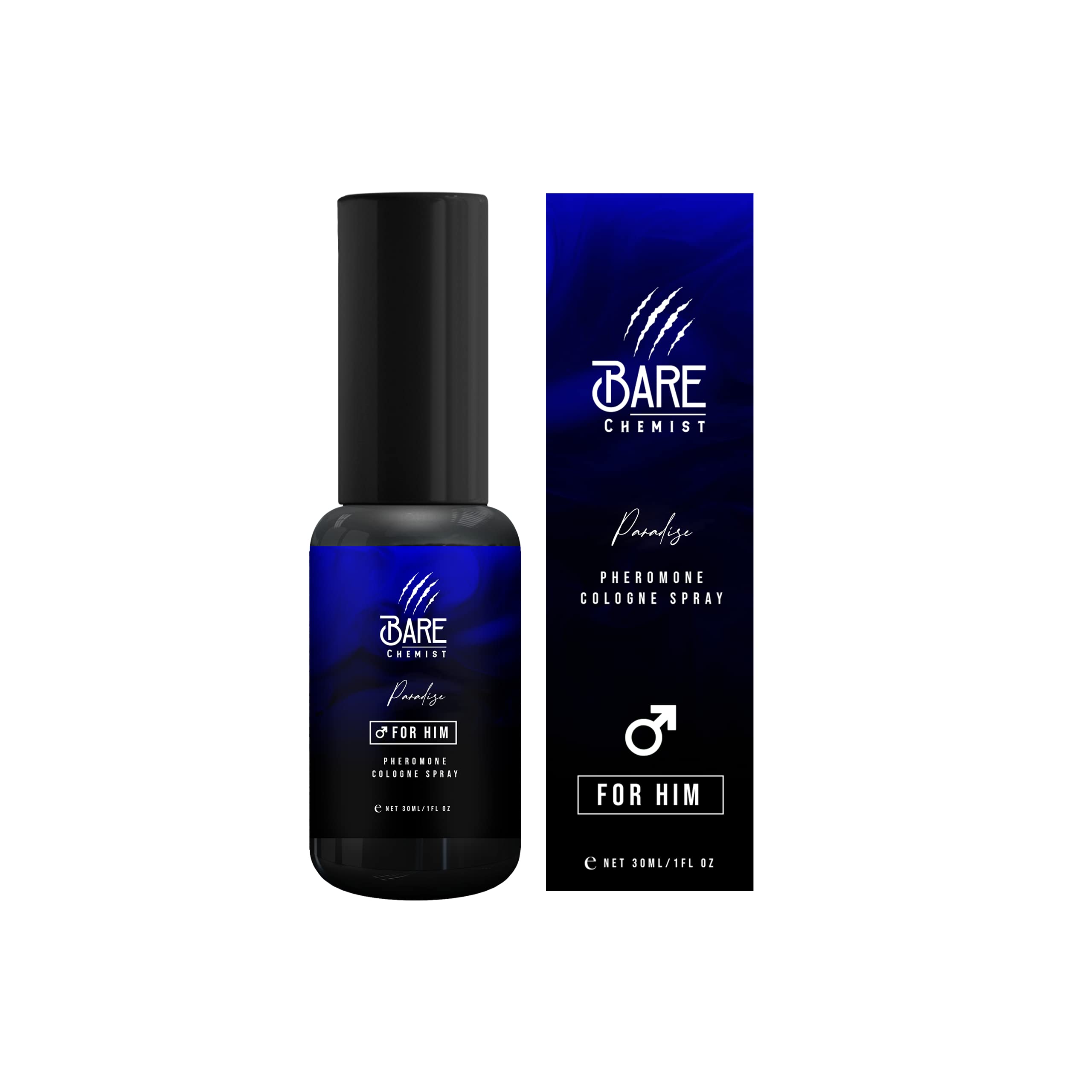 Bare Chemist Paradise pheromone bottle closeup highlights premium scent and lasting appeal.