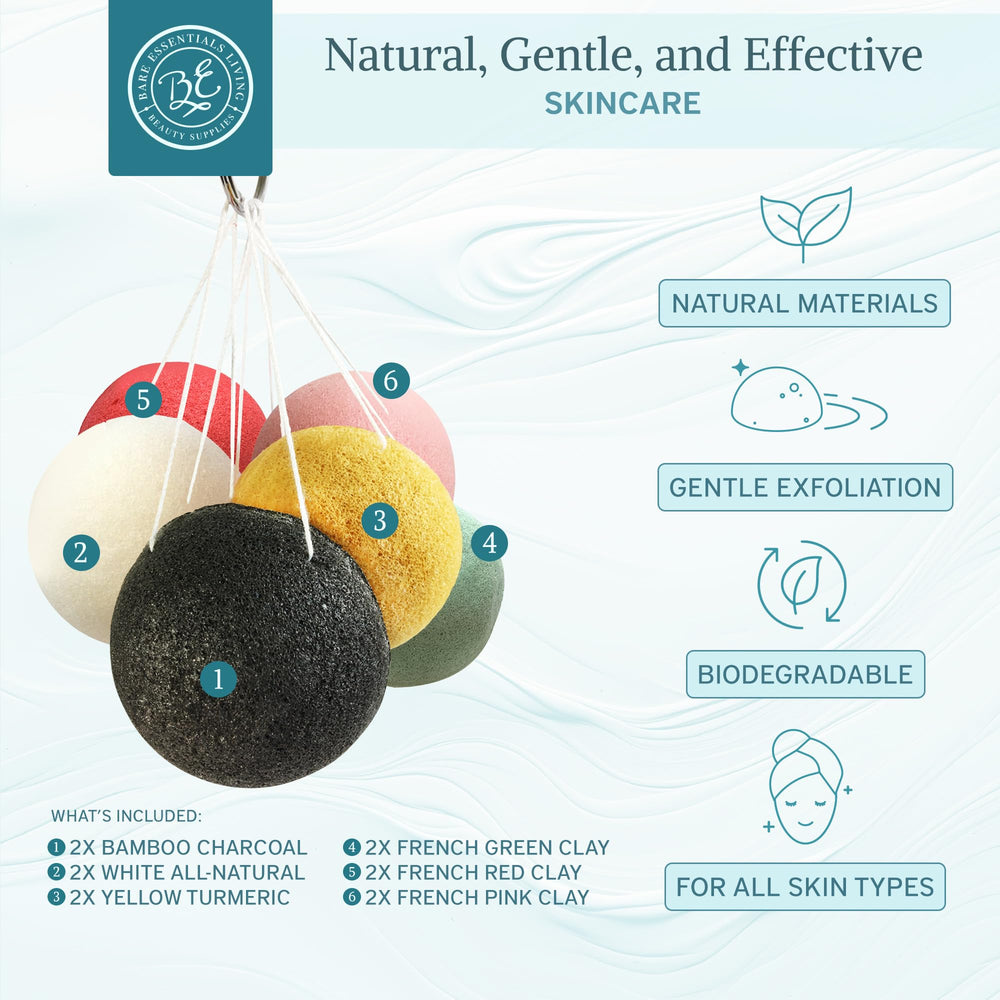 Bare Essentials Living activated charcoal konjac sponge for deep cleansing and pore refinement