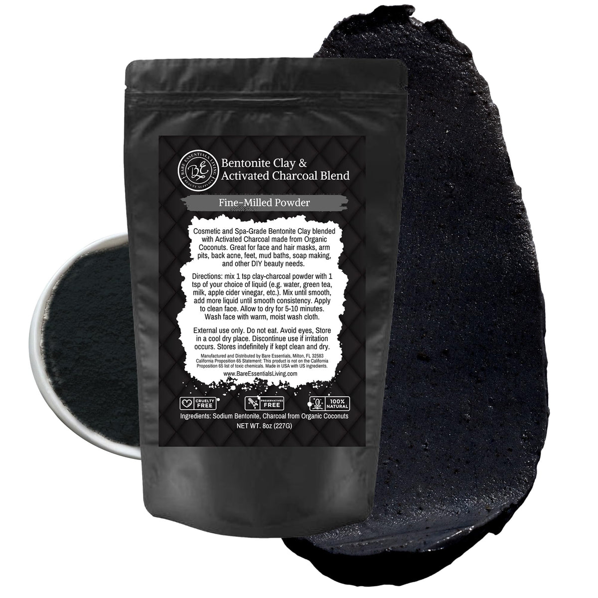 Bare Essentials Living bentonite clay bottle for at-home mud masks