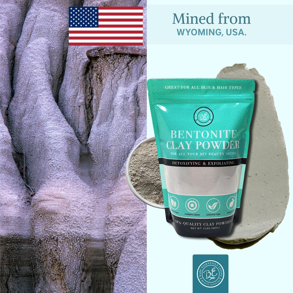 Bare Essentials Living clay powder versatile for masks, baths, and deodorant bases.
