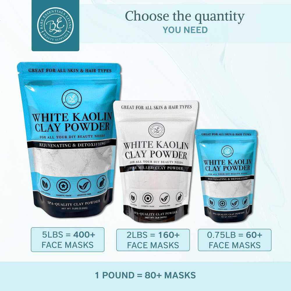 Bare Essentials Living white kaolin clay aids gardening seed bombs and soil conditioning.