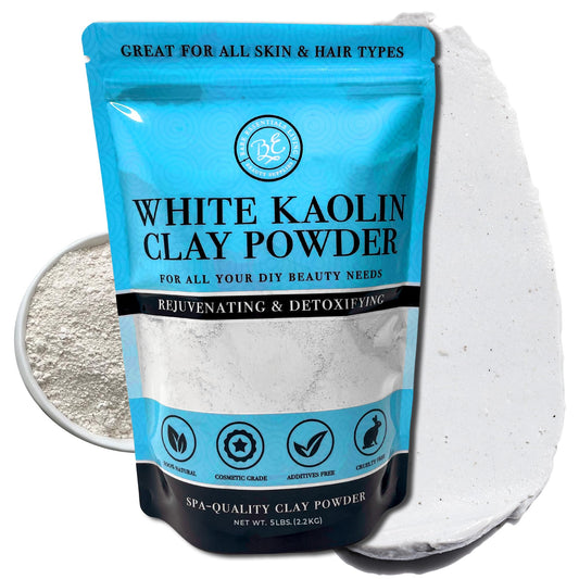 Bare Essentials Living white kaolin clay powder packaging, 5 lb bag, ideal for DIY projects.