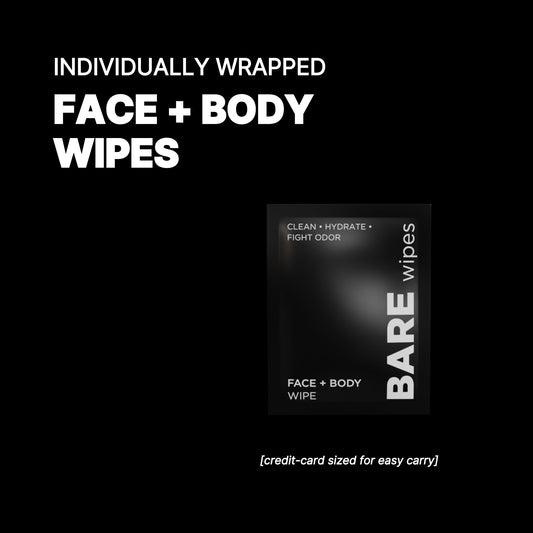 BARE Wipes portable pack for on-the-go facial and body cleansing