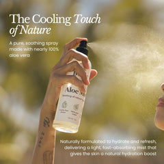 Bare Botanics aloe spray label close-up highlighting purity and handpoured craft.