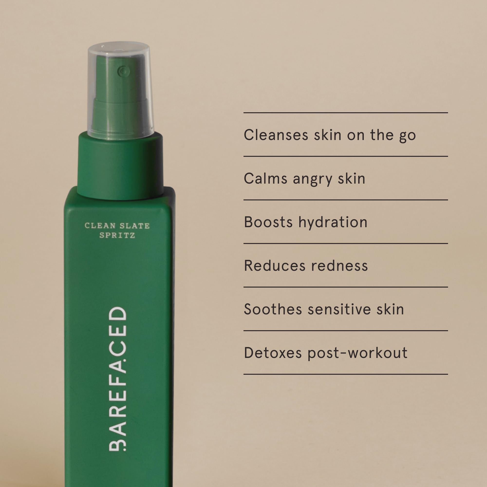 Close-up of the spritz nozzle dispensing a gentle hydrating mist