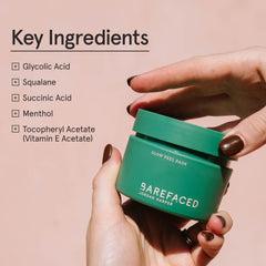 Barefaced Glow Peel Pads texture zoom with fine granules for even exfoliation.