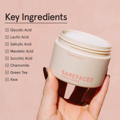 Barefaced Toning Pads II tub label with product details