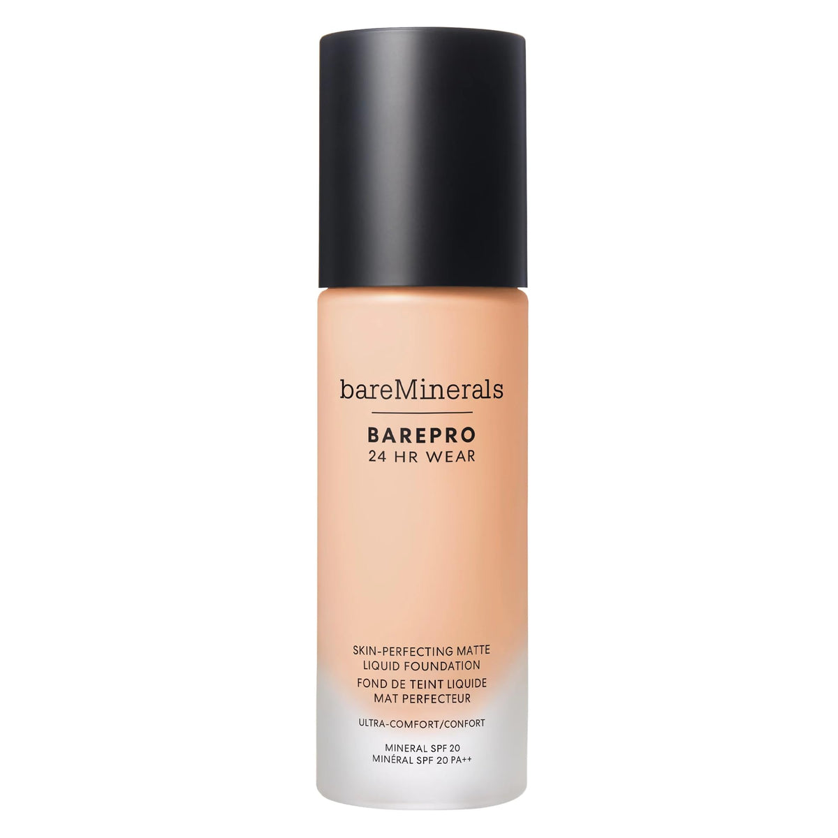 bareminerals BarePro bottle demonstrating weightless matte formula for all-day wear