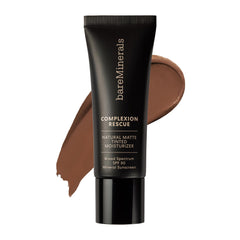 BareMinerals Complexion Rescue Sienna 10 swatch with oil-control matte finish