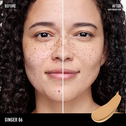 Ginger 06 swatch on skin shows natural matte tint