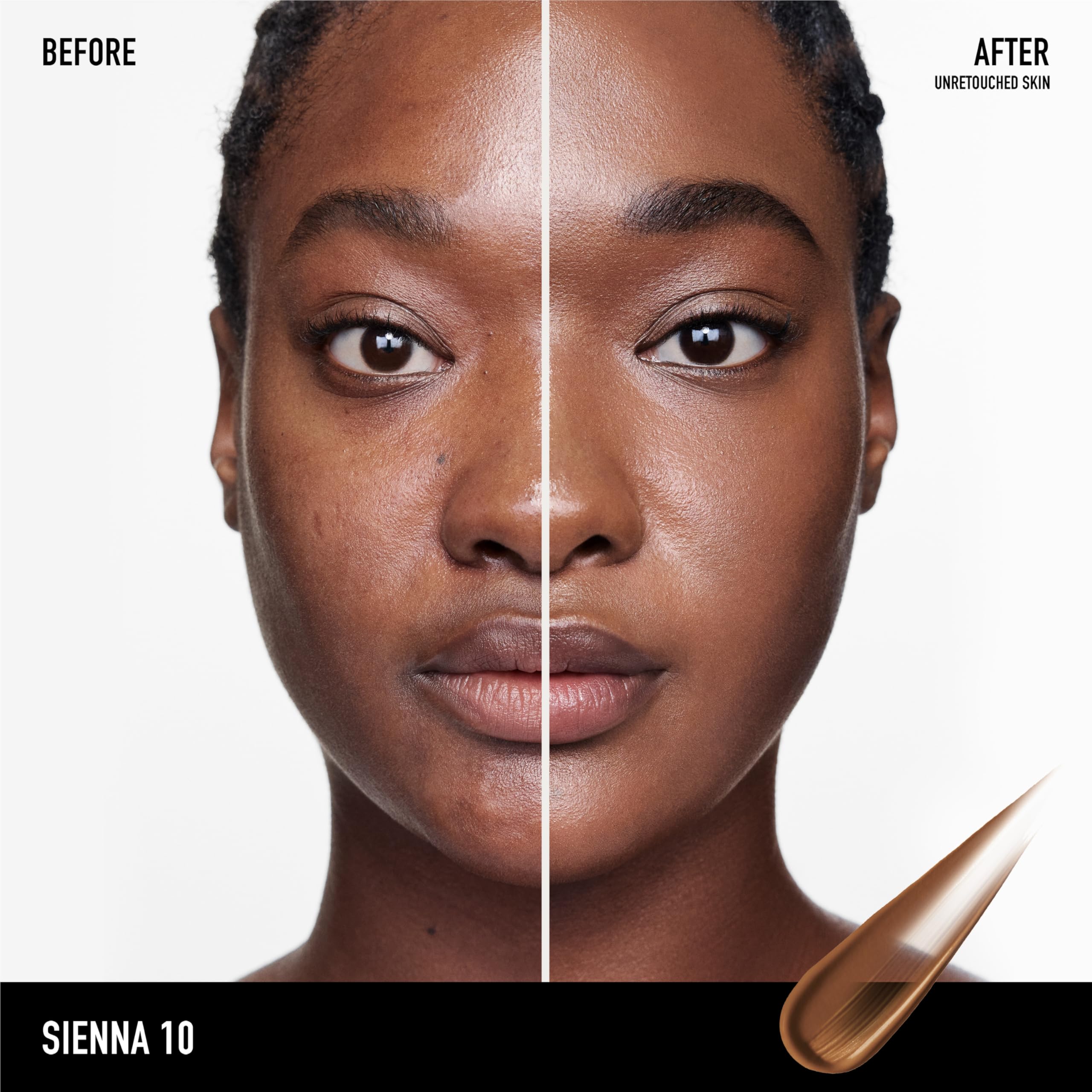 bareMinerals Complexion Rescue swatches in Sienna 10 show shade match.