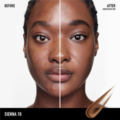 bareMinerals Complexion Rescue texture swatch shows dewy finish and versatile sheer to light coverage.