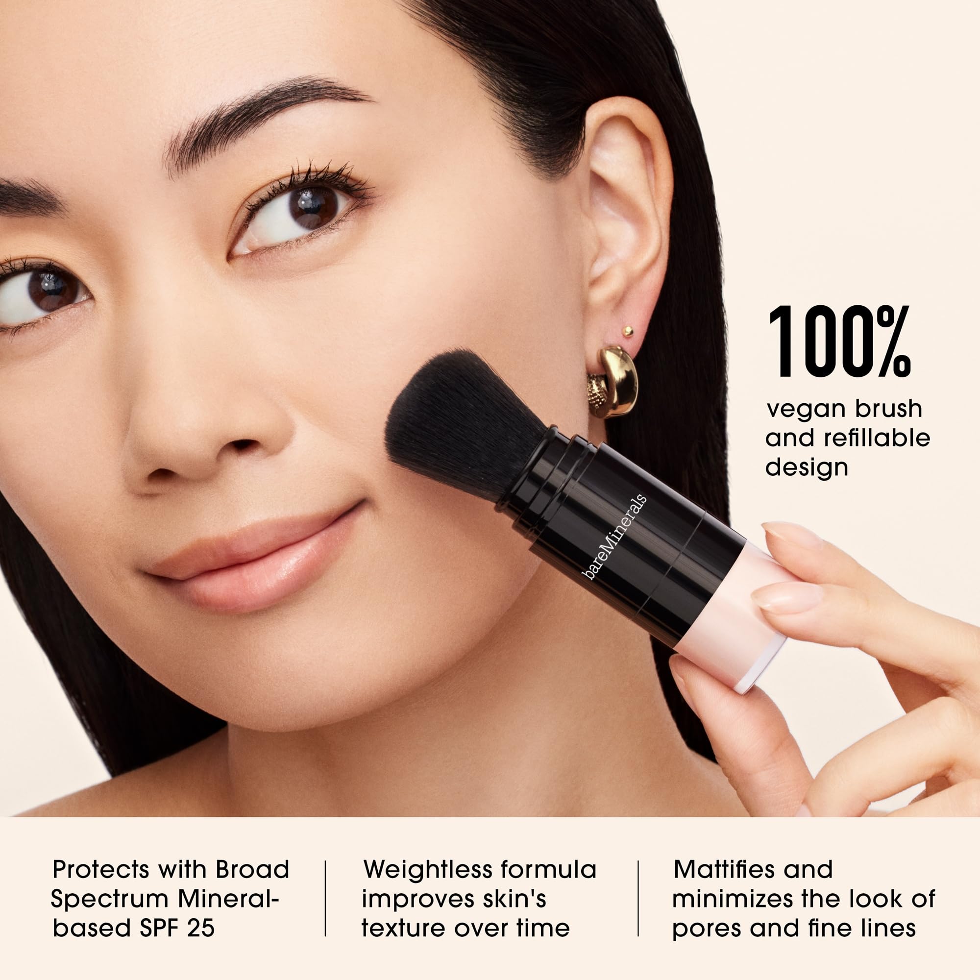 bareminerals Mineral Veil powder on T-zone highlights shine control.