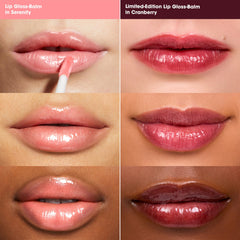 bareMinerals Mineralist Lip Gloss-Balm Serenity application showing glossy, hydrated lips