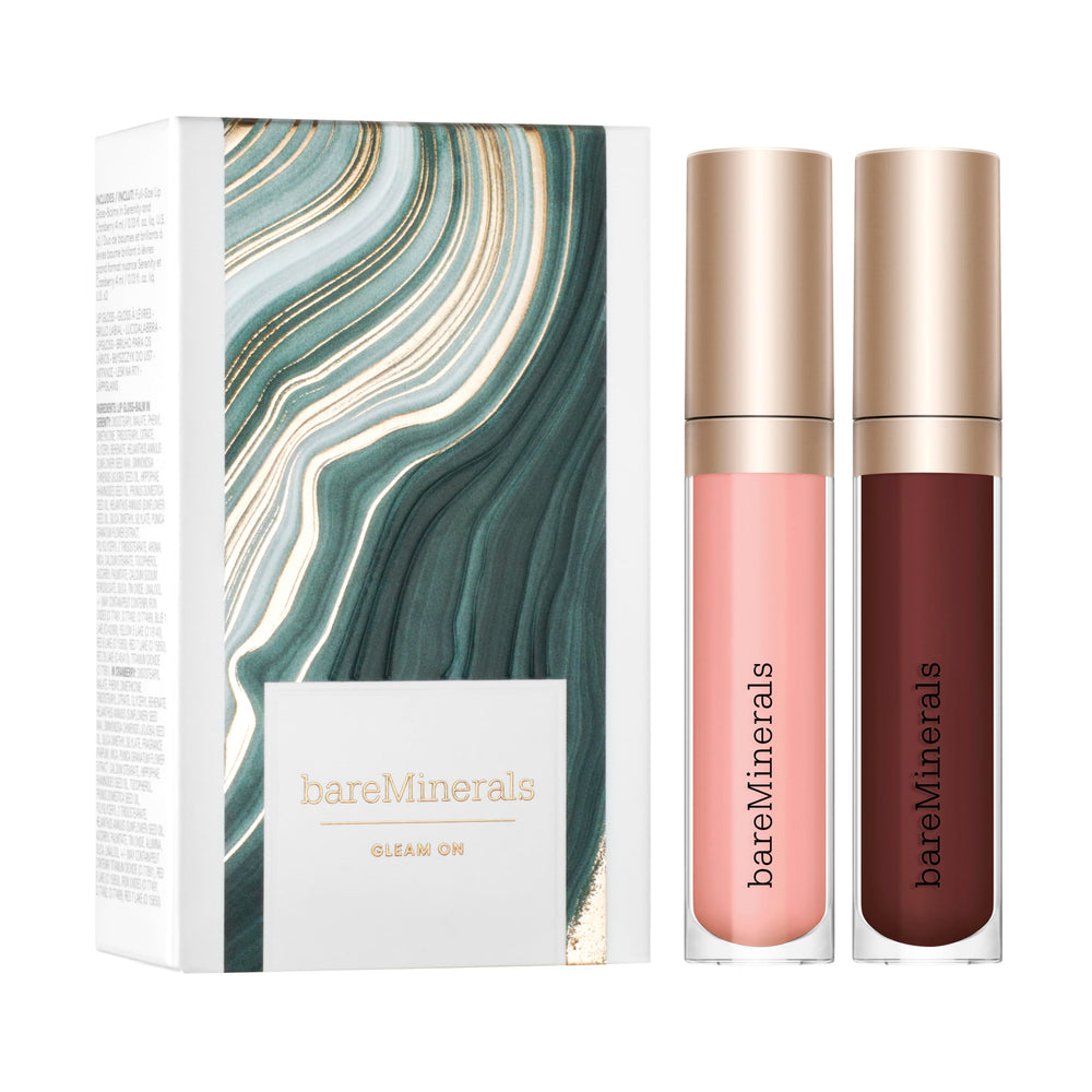 bareMinerals Mineralist Lip Gloss-Balm Serenity swatch showing sheer color and non-sticky shine
