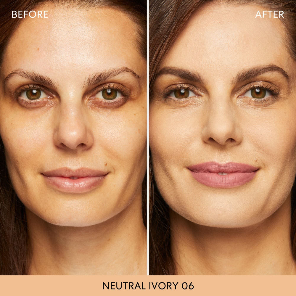 bareMinerals applicator demonstrates easy, even everyday application of the loose powder.