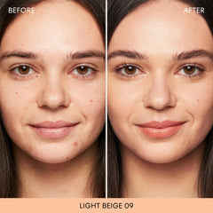 BareMinerals Original Loose Powder Foundation SPF 15 Light Beige 09 application with brush delivers light to full coverage