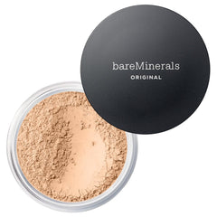 BareMinerals Original Loose Powder Foundation SPF 15 Light Beige 09 packaging highlights vegan, talc-free formula