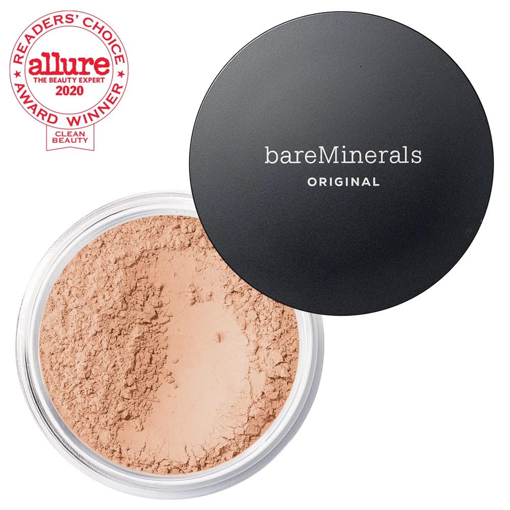 Dermatologist-tested BareMinerals foundation label for sensitive skin