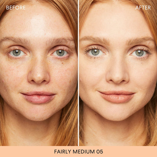 BareMinerals Original Matte Foundation compact close-up highlighting a matte finish that reduces shine.