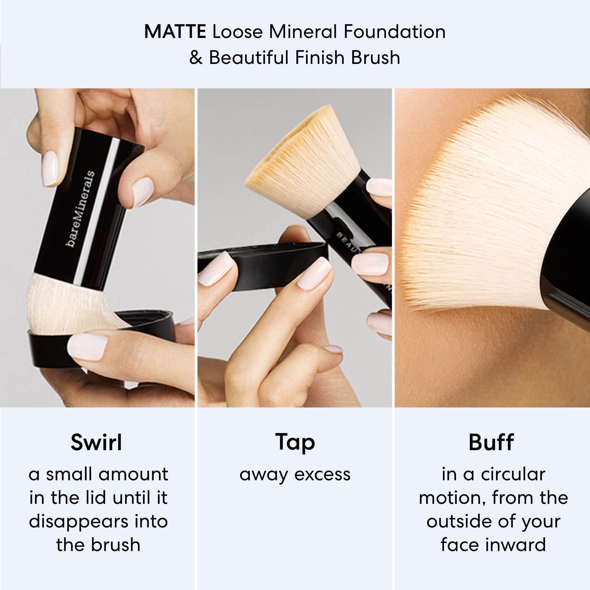 BareMinerals Original Matte Foundation palette in soft lighting for a natural glow.