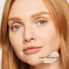 BareMinerals Original Matte Foundation SPF 15 visible on arm for sun protection.