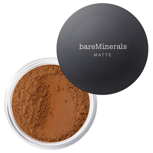 BareMinerals Original Matte Foundation jar with powder texture showing shine-free finish