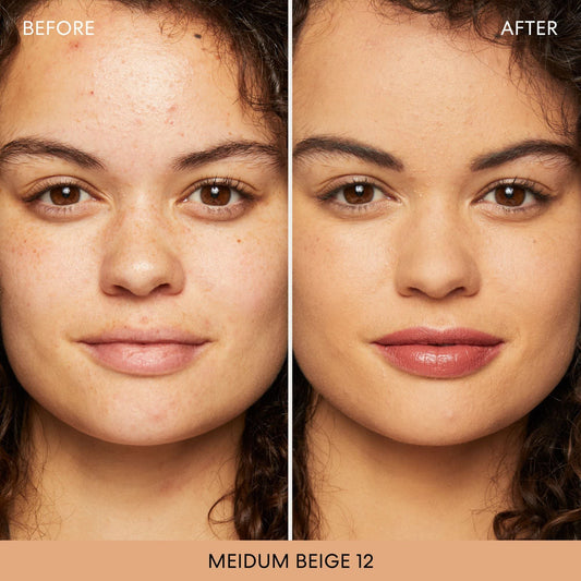 bareMinerals Original Matte Loose Foundation SPF 15 brush application demonstrates buildable, customizable coverage