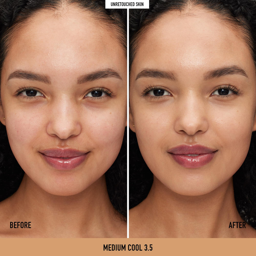 bareMinerals Original Serum Foundation swatches — shows 30 shade range for diverse tones.