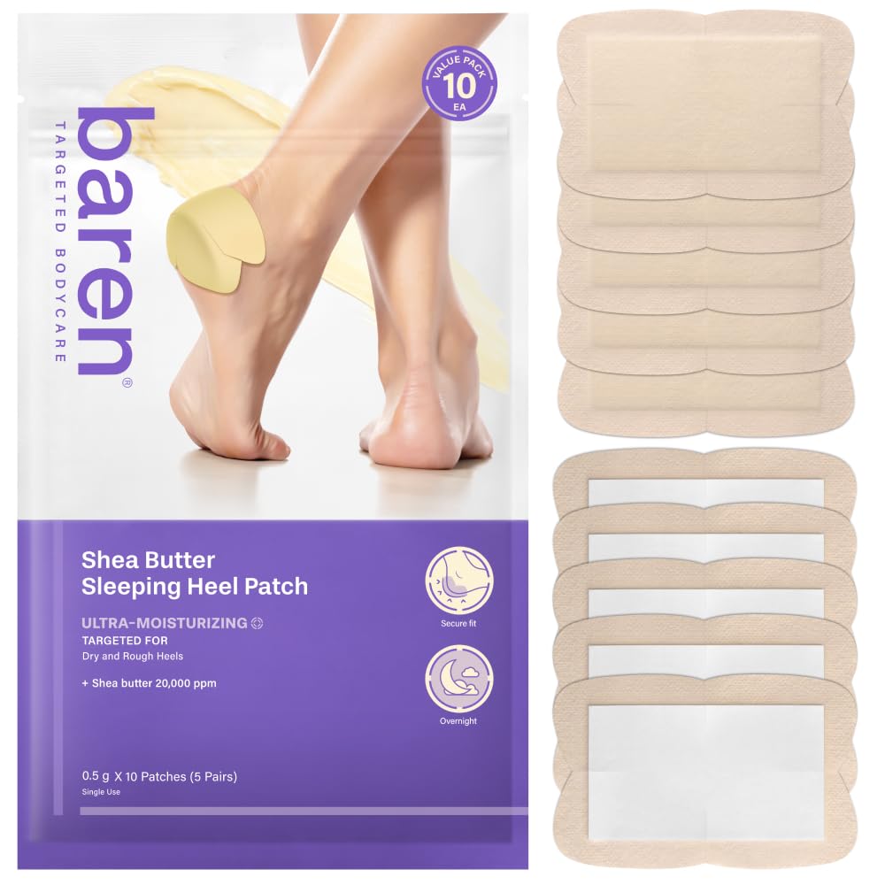Baren Shea Butter Heel Patch for overnight hydration, targeting cracked heels and softer skin.