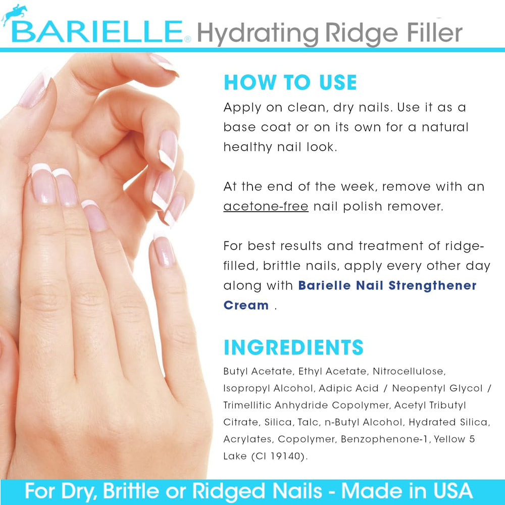 Barielle Hydrating Ridge Filler Base Coat on smooth nails after application.