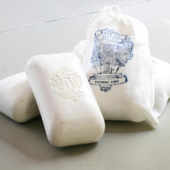 BARR-CO Original Scent soap in hand, rich lather and soothing aroma