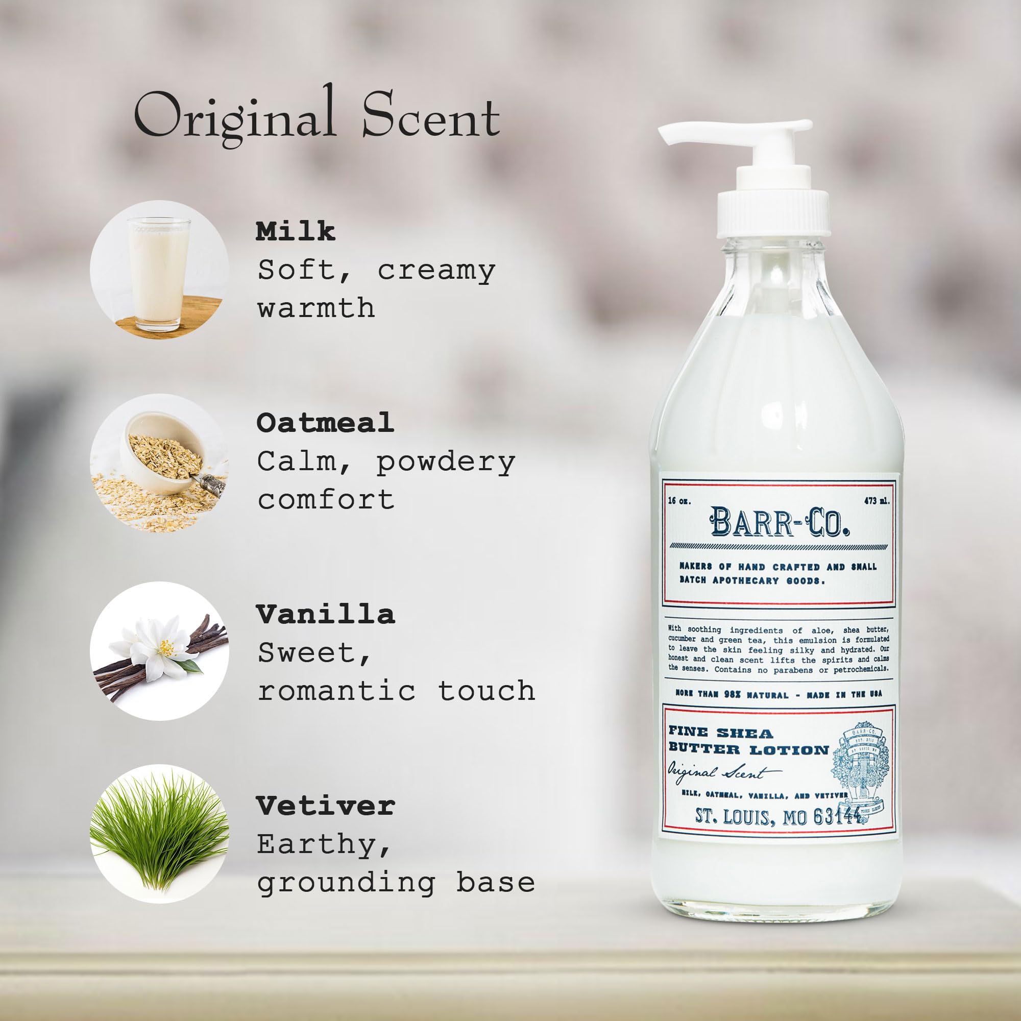Vanilla, oat, and vetiver aroma scene evokes a soothing routine.