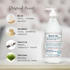 Vanilla, oat, and vetiver aroma scene evokes a soothing routine.