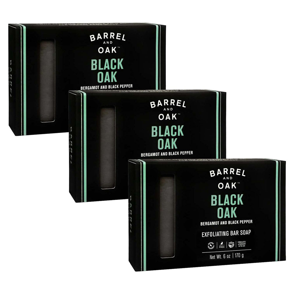 Barrel & Oak Black Oak bar soap block for daily exfoliation and cleansing
