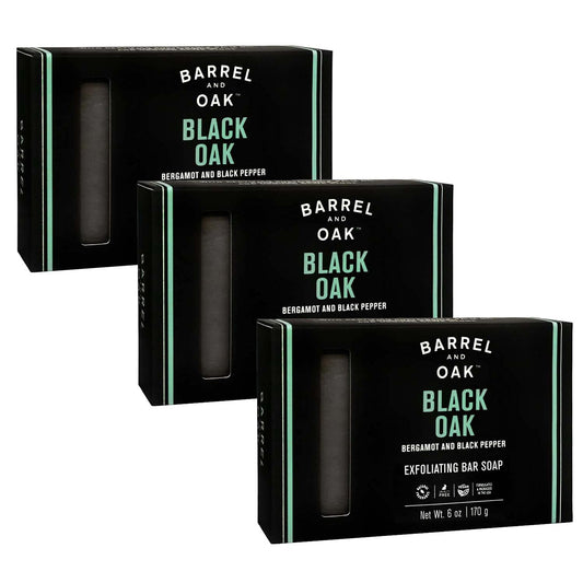 Barrel & Oak Black Oak bar soap block for daily exfoliation and cleansing
