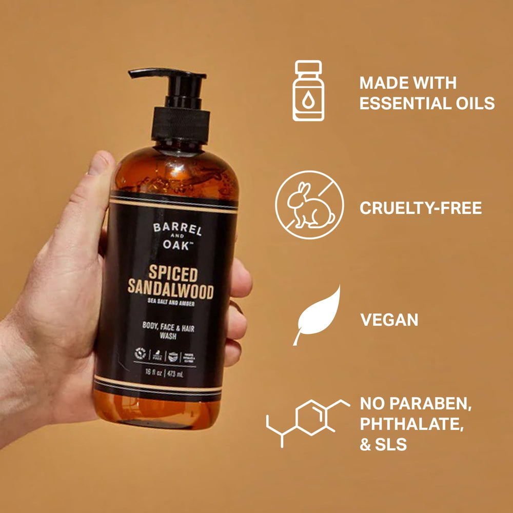 Barrel & Oak yerba mate wash bottle for revitalizing hair and skin.