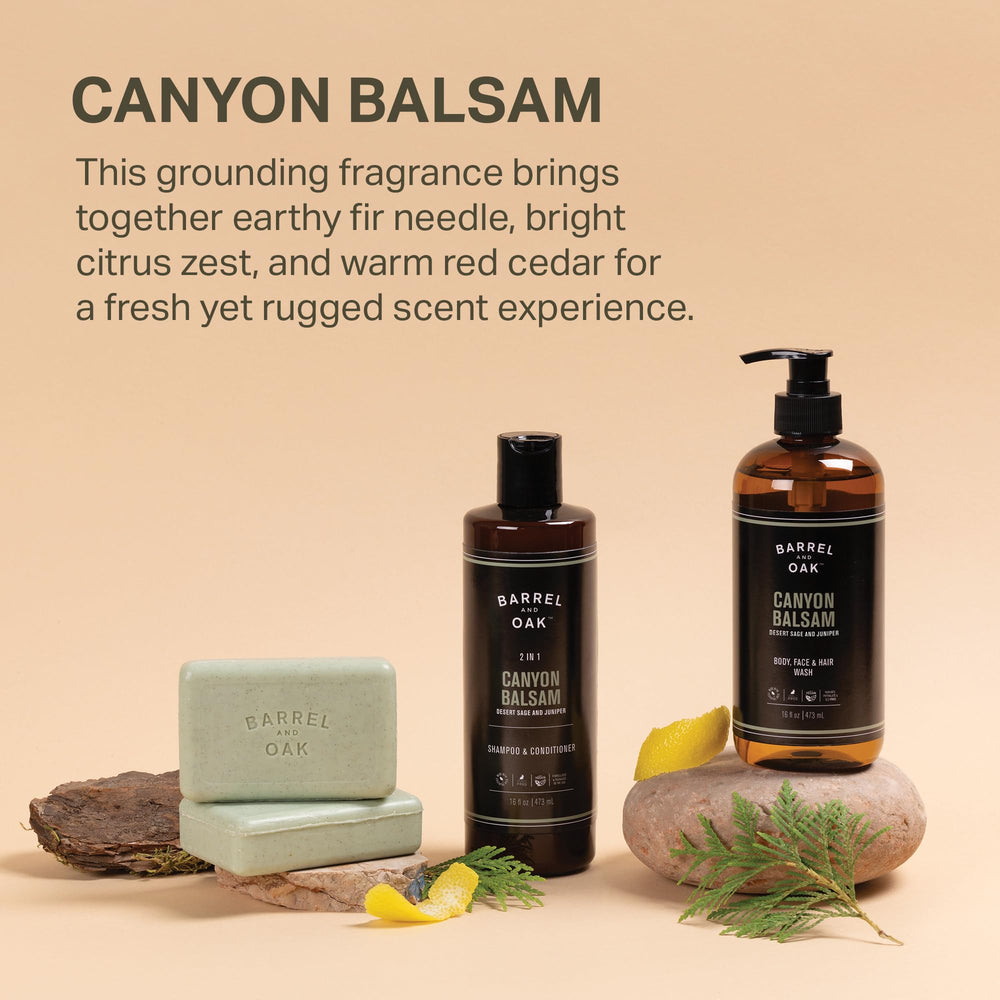 Barrel & Oak all-in-one wash shown in a shower routine shot