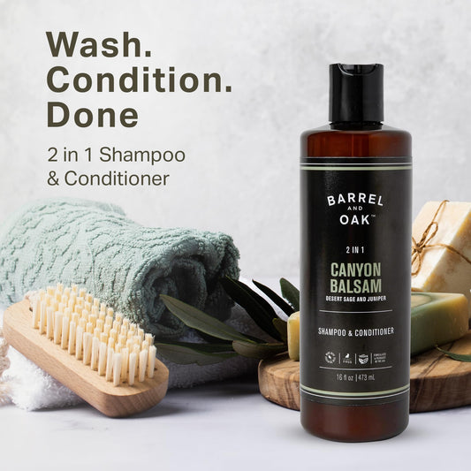 Barrel & Oak balance shampoo bottle with rich lather for daily use.