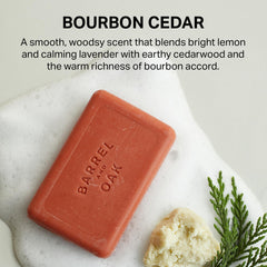 Barrel & Oak Bourbon Cedar scent bar soap delivering a bold masculine aroma.