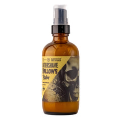 Barrister and Mann Hallows balm bottle shown for smooth post-shave skin.