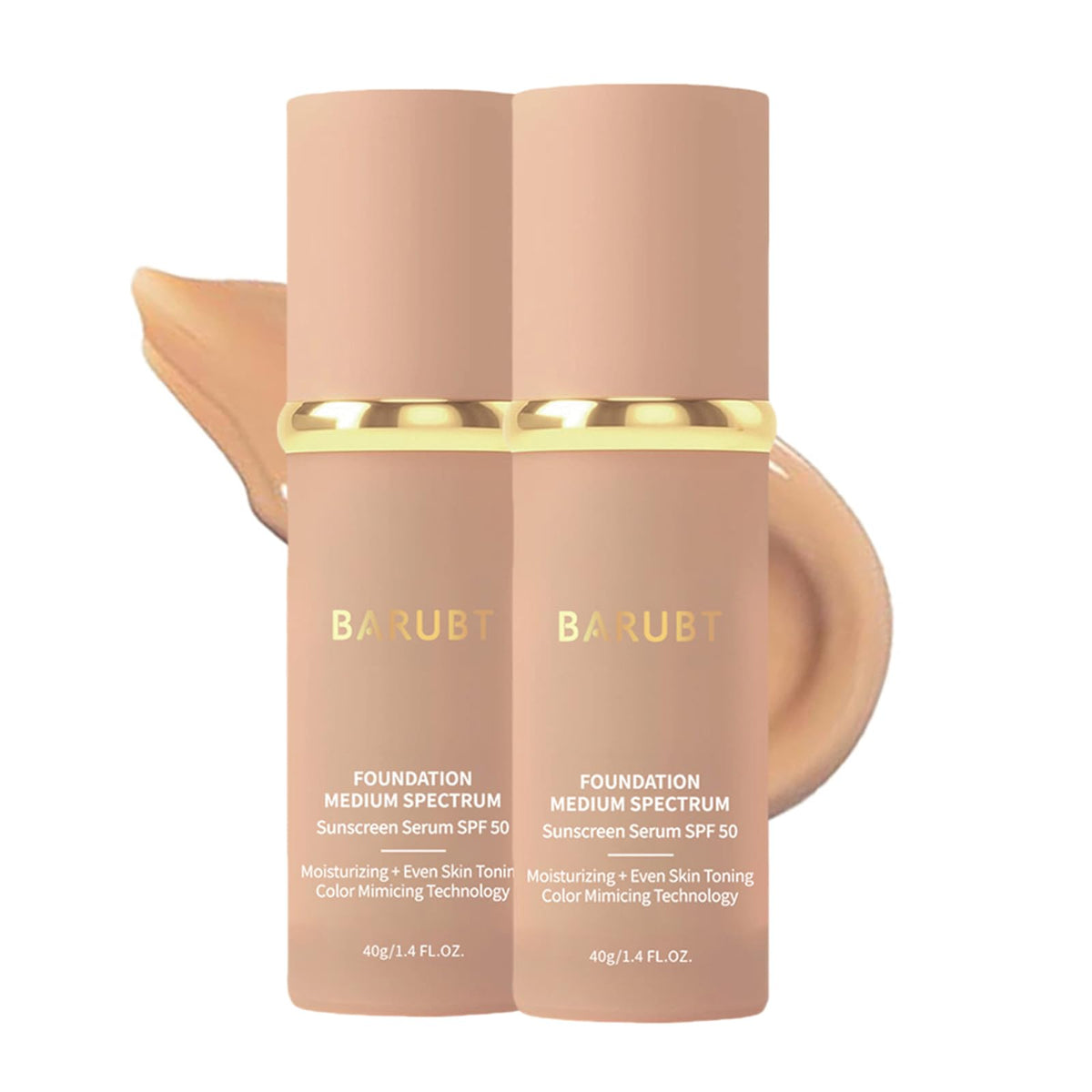 BARUBT color-changing foundation bottle demonstrates adaptive shade for an even complexion.