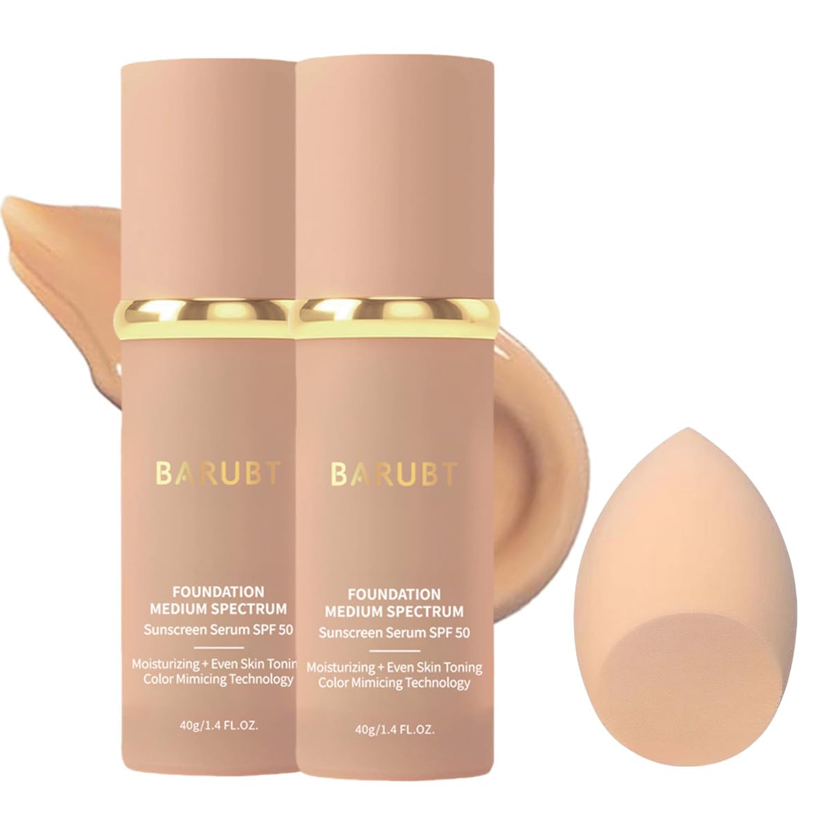 BARUBT color-changing foundation swatches showing adaptive shade matching.