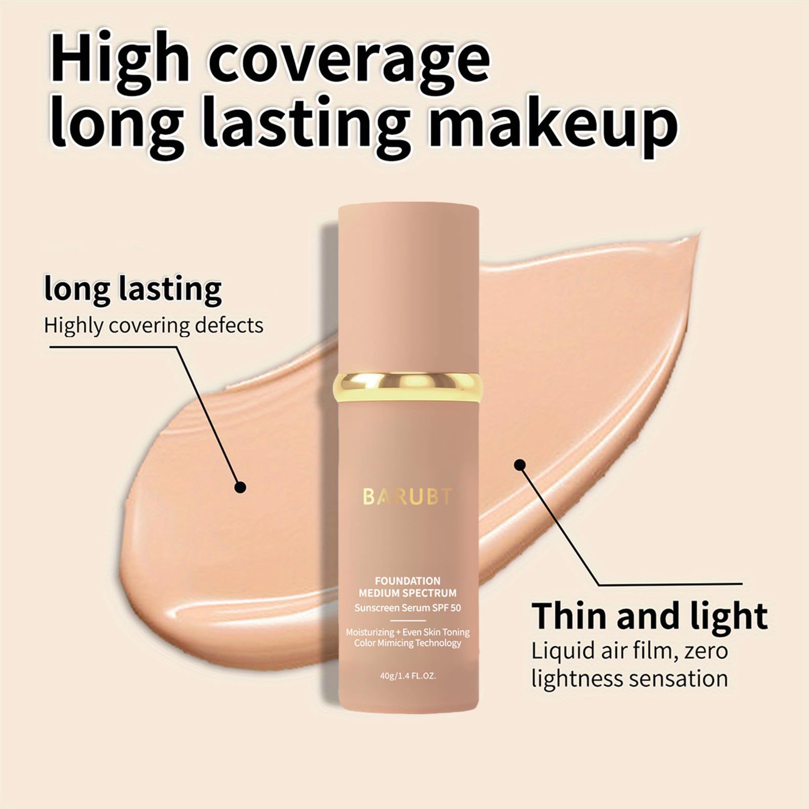 BARUBT packshot highlights sleek foundation bottle design and versatility.